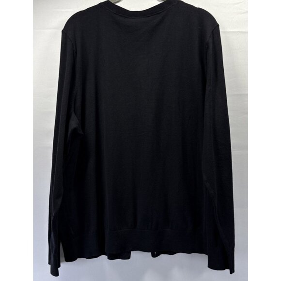 Talbots Women Sweater Cardigan Plus Size 3X Solid Black Long Sleeve Cotton Blend - Picture 2 of 6